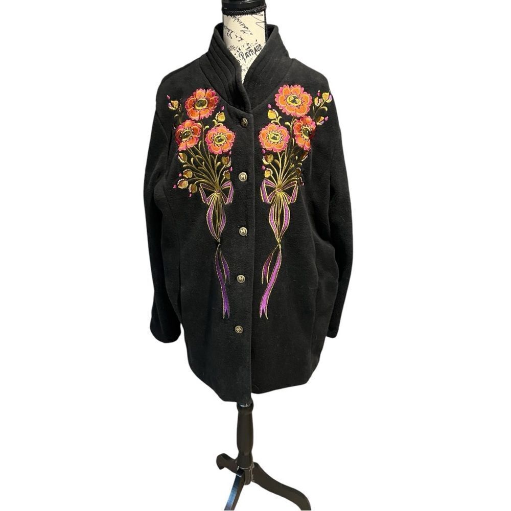 EUC VTG Bob Mackie Wearable Art Fleece Jacket/Coat Sz 1X